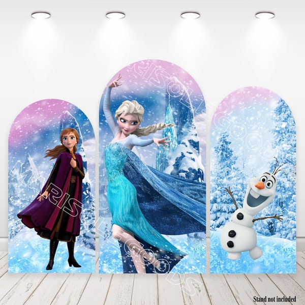 Frozen Elsa Anna Arch Backdrop Birthday Party Fabric Double-Sided Chiara Photo Background Cover Baby Shower Decor