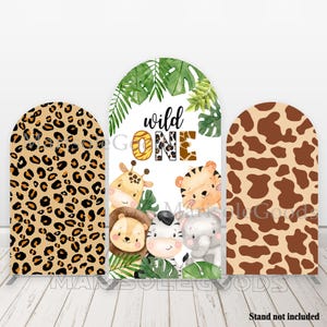 Wild One Arch Backdrop Covers Safari Animal Baby Shower Birthday Party Decoration Double-sided Polyester Fabric Chiara Photo Backdrop Cover