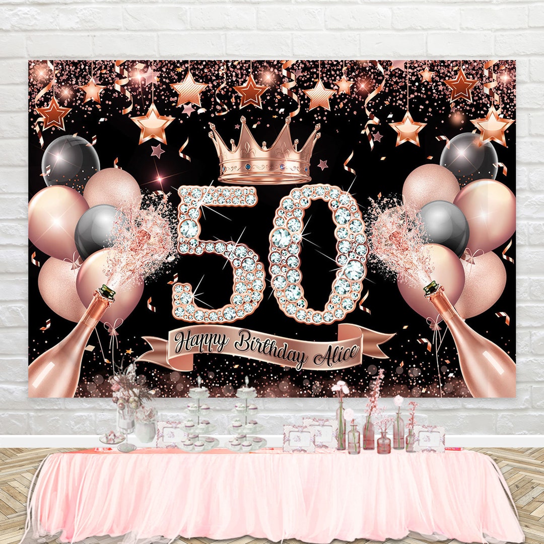 Rose Gold Photo Backdrop Custom 30th 40th 50th 60th Birthday Etsy