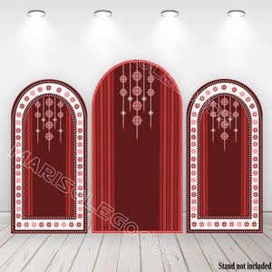 Palestinian Henna Fabric Arch Backdrop Covers Red Palestinian Embroidery Double-sided Chiara Cover Party Backdrop