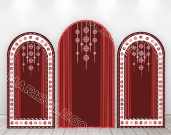 Palestinian Henna Fabric Arch Backdrop Covers Red Palestinian Embroidery Double-sided Chiara Cover Party Backdrop