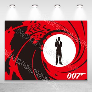 007 Birthday Photo Backdrop Red White Black Photography Background Vinyl Polyester Photo Booth Backdrop