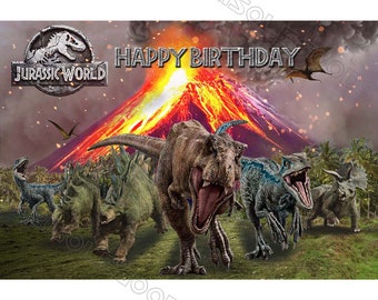 Arrière-plan de Photo de dinosaure personnalisé, parc du monde jurassique, arrière-plan de photographie d'anniversaire, bannière de décor de Photo en forêt
