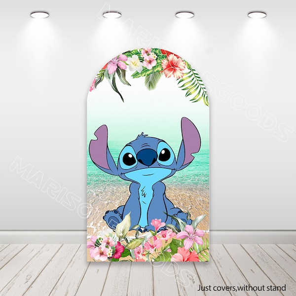 Lilo and Stitch Arch Backdrop Cover Kids Birthday Double-Sided Chiara Photo Background Party Decor  Fabric Cover
