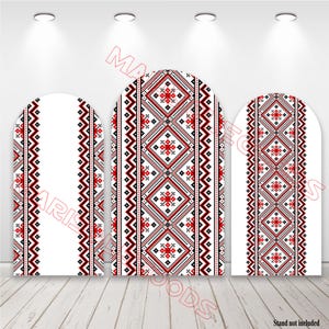 Palestinian Henna Printed Arch Backdrop Covers Christmas Decor Red Palestinian Embroidery Fabric Double-sided Chiara Cover Party Backdrop