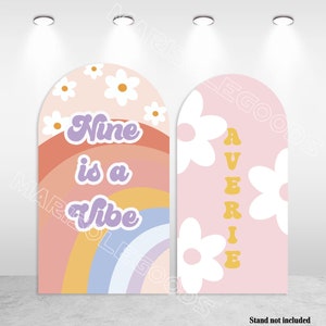 Groovy Photo Backdrop Covers Custom One Groovy Baby Arched BACKDROP Rainbow Daisy Flowers Pink Fabric Photo Cover
