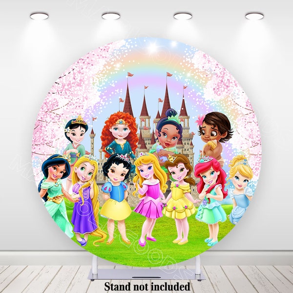 Little Princess Round Backdrop Cover Girls Birthday Circle Fabric Elastic Photo Background Banner