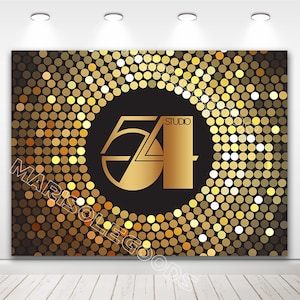 Studio 54 Birthday Photo Backdrop 40th 50th 60th 70th Photography Background  Gold and Black Vinyl Polyester Photo Booth Back drop