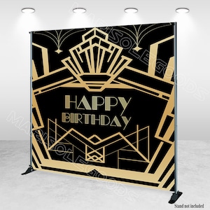 Great Gatsby Photo Backdrop Gold and Black Birthday Party Photography Background 30th 40th 50th 60th Birthday Decor