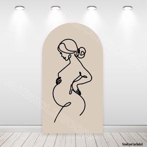 Tło do zdjęć z sylwetką kobiety w ciąży, łuk, Baby Shower, dwustronna, poliestrowa tkanina Chiara
