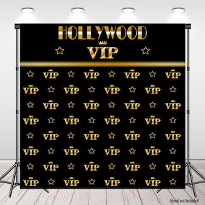 VIP Birthday Photo Backdrop Red Carpet Hollywood Photography Background Gold and Black Banner