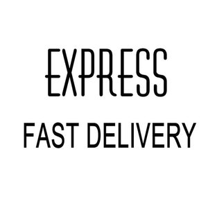 May include: Black and white text graphic that reads "EXPRESS FAST DELIVERY".