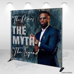 Man&#39;s Birthday Photo Backdrop The Man The MYTH The Legend Photography Background 30th 40th 50th 60th Vinyl Polyester Photo Booth