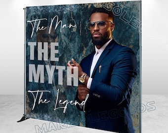 Man&#39;s Birthday Photo Backdrop The Man The MYTH The Legend Photography Background 30th 40th 50th 60th Vinyl Polyester Photo Booth