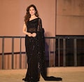 Black Georgette Sequnce Saree, Saree for USA Women, Designer Saree, Party Wear Saree, Wedding Wear Saree, Saree Blouse, Sarees, Sari.