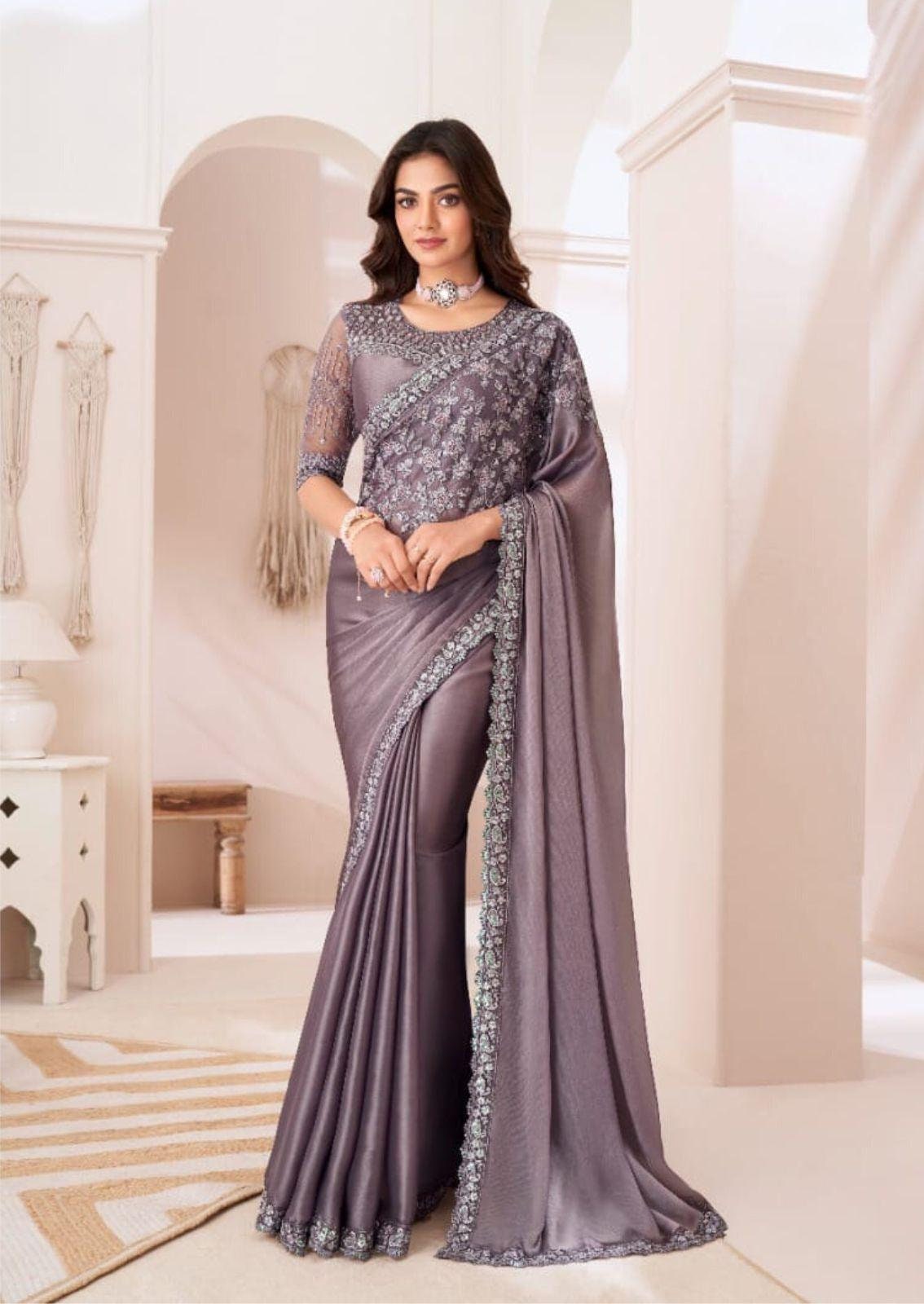 Amazon.com: Maharani's Party Wear Tissue Chiffon Saree