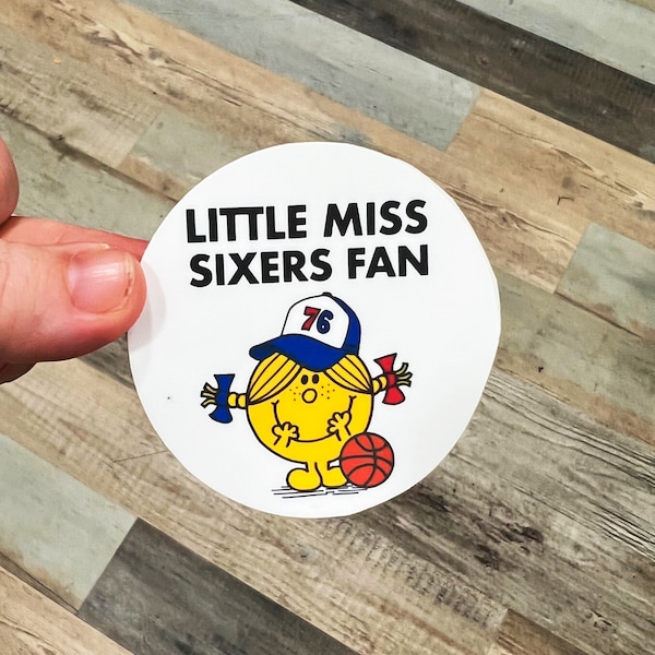 Little Miss 76ERS Fan Philadelphia Sixers Waterproof Sticker | Philly Jawn | Philly gifts | Basketball l Stocking Stuffer l Secret Santa