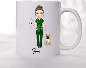 Personalized Vet Nurse Mug: Custom Hair, Skin, and Eye Color