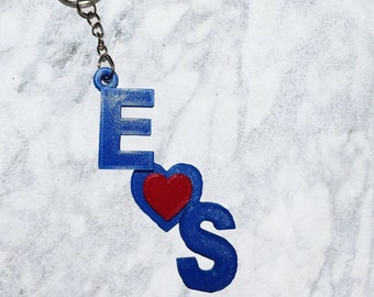 Personalized letter keyring with partner's letters and color choice. Anniversary, Couple Gift, Valentine's Day, Birthday