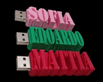 Clé USB 16/32 Go Personnalisée avec votre nom et votre couleur / Clé USB Clé USB - Cadeau pour anniversaires, école, bureau
