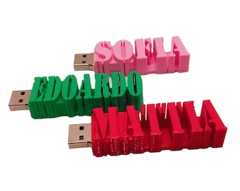 USB-Stick 16/32 GB personalisiert mit Ihrem Namen und Ihrer Farbe / Pen-Drive-USB-Flash-Laufwerk – Geschenk für Geburtstage, Schule, Büro
