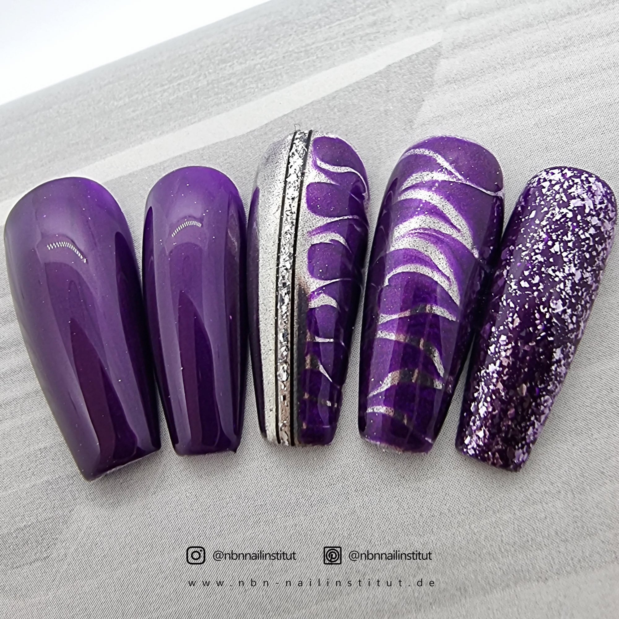 silver and purple nail designs