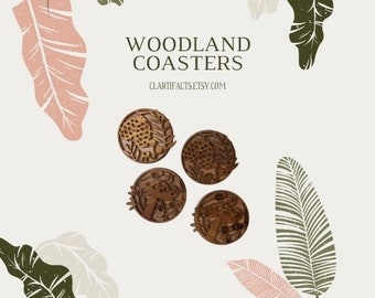 Set of 4 Woodland handmade coasters