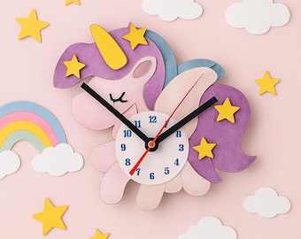 Handmade Unicorn Wall Clock – Whimsical Children’s Room Décor