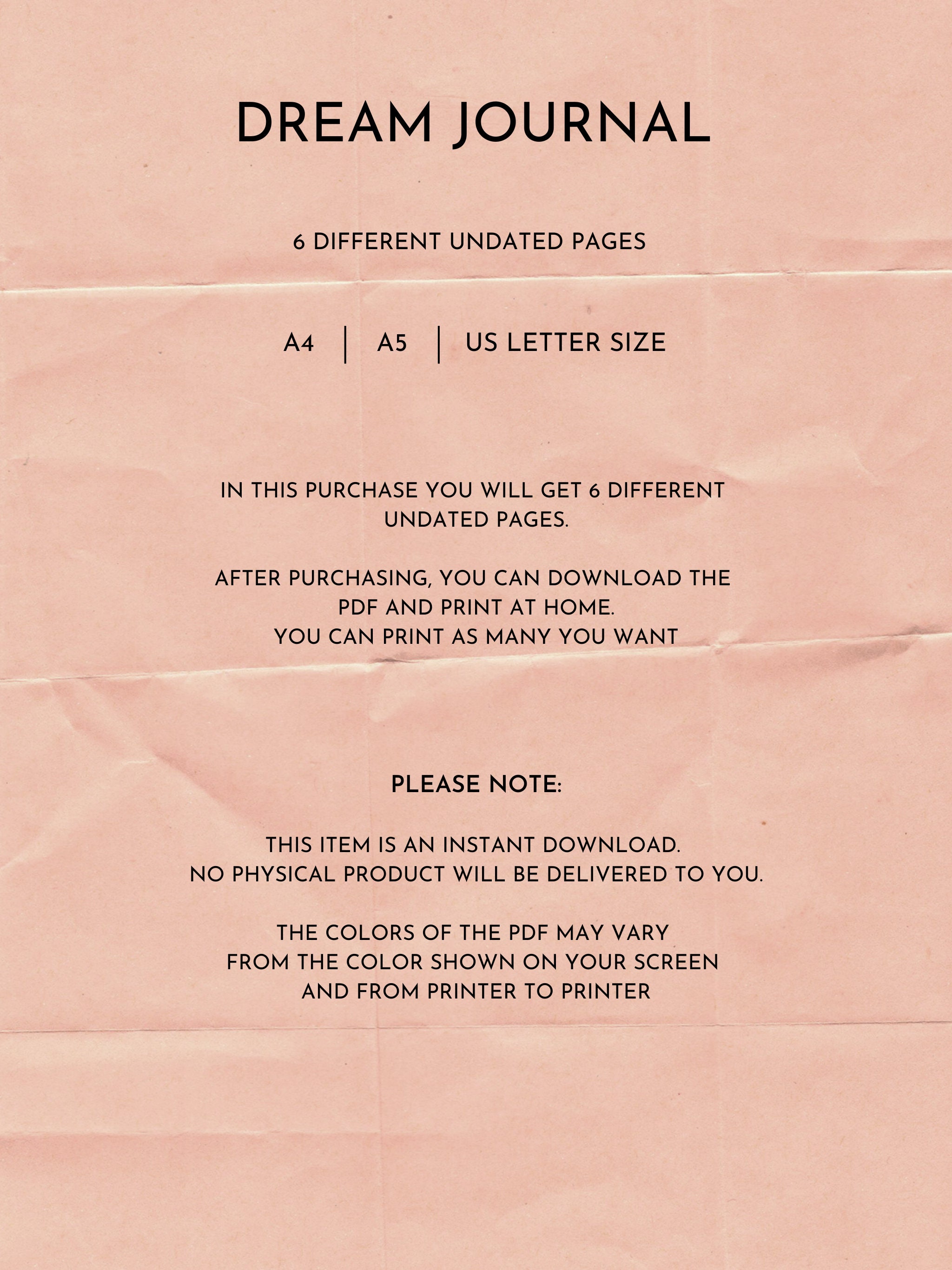 Dream Journal Printable, Dream Analysis, Dream Tracker, Dream Diary