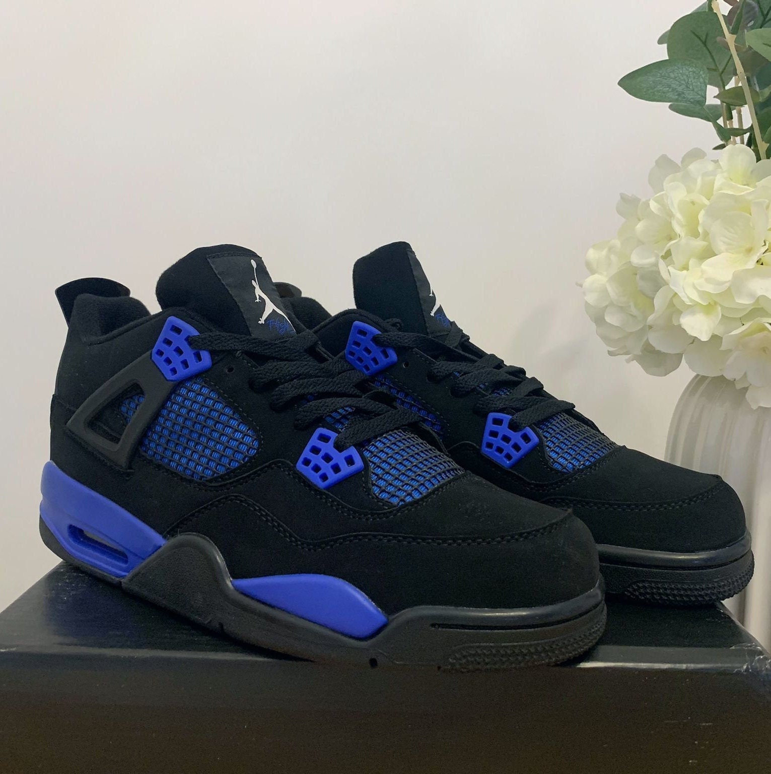 Custom Air Jordan 4 Retro Blue Thunder Etsy UK