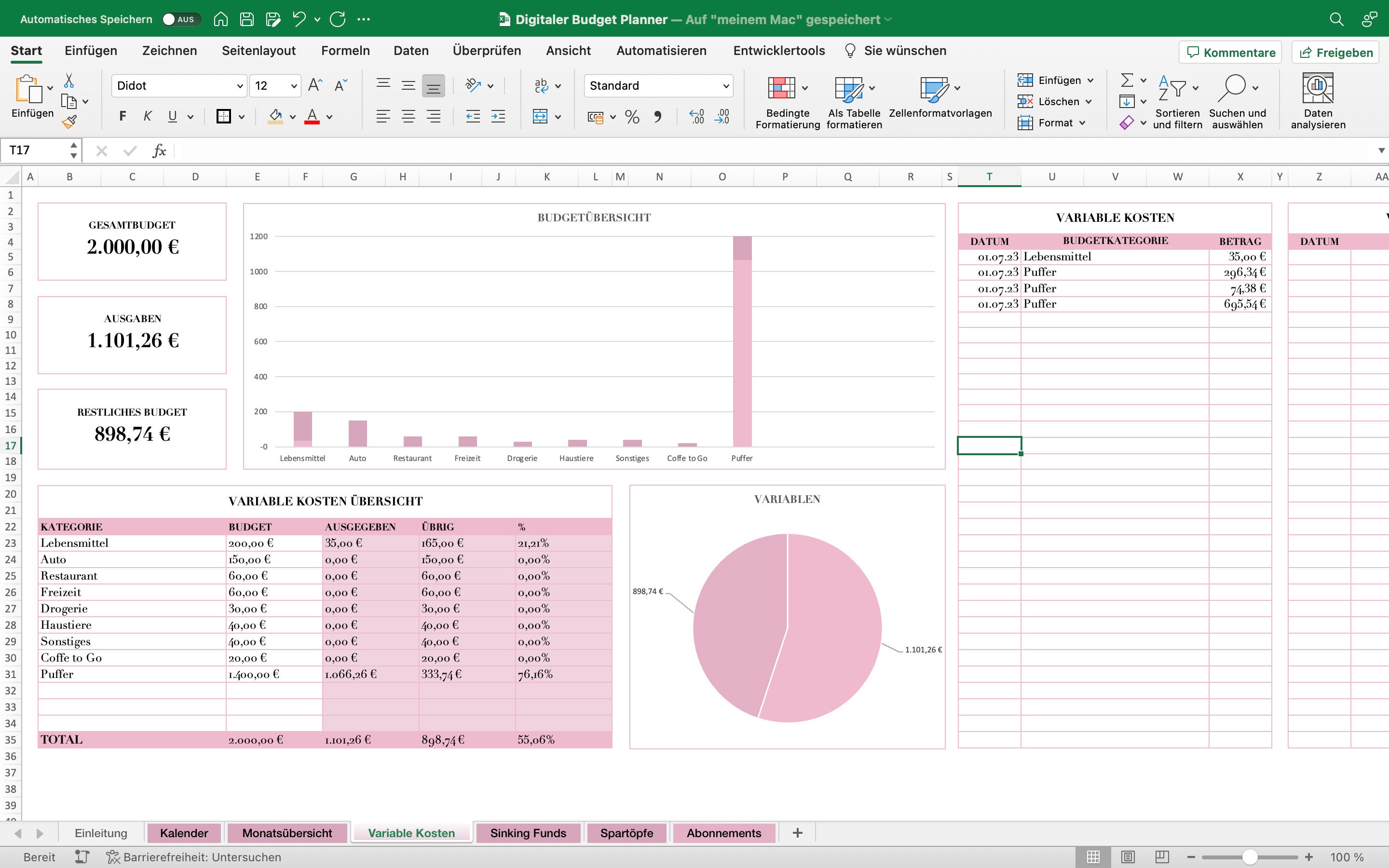 Investment Tracker Spreadsheet
