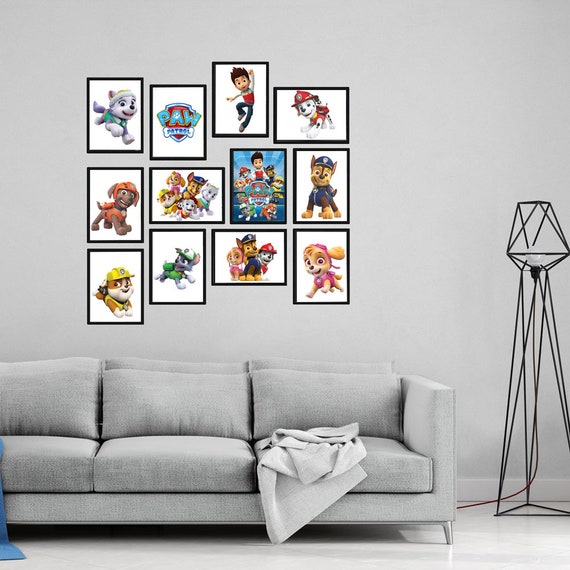 Paw Patrol Wall Art Set of 12 Wall Picture Tiles Childrens Etsy