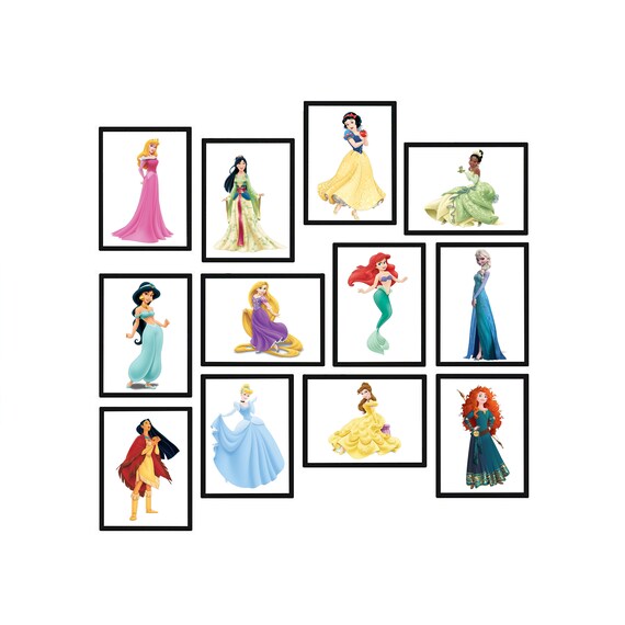 Disney Princesses Wall Art Set of 12 Picture Tiles Etsy