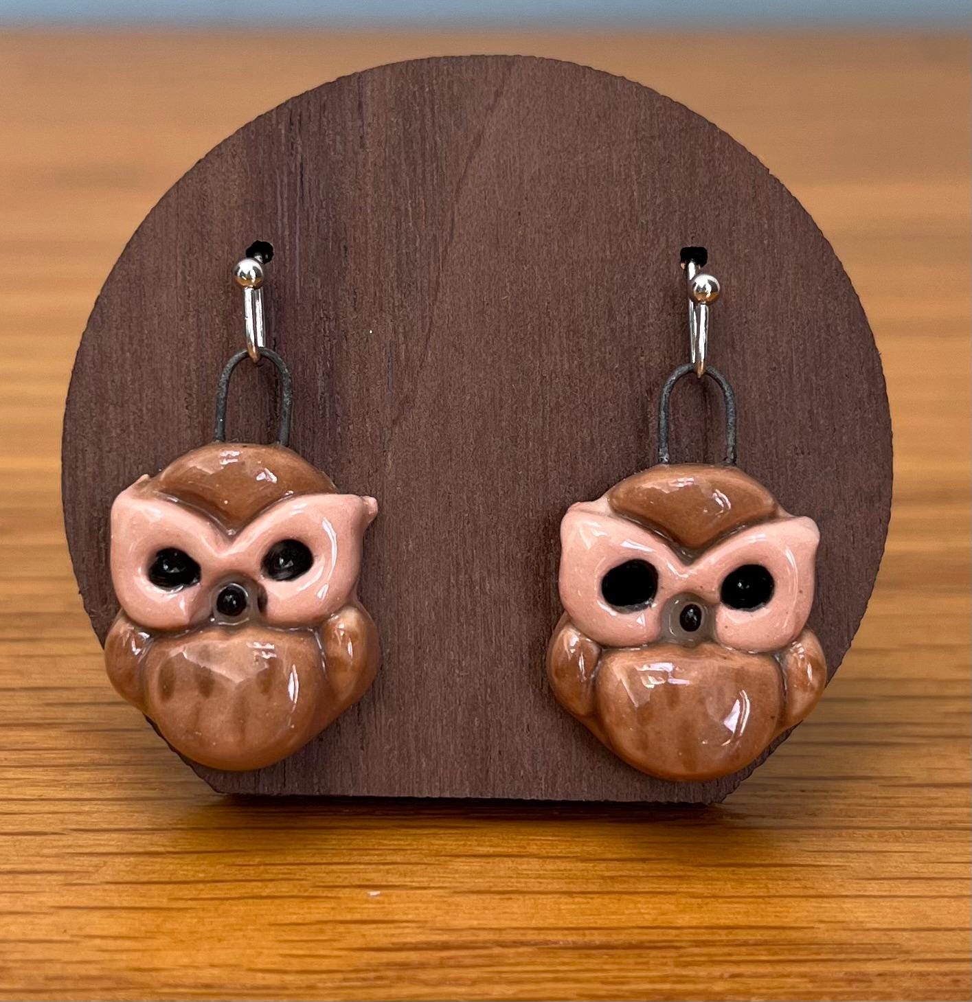 Hand made ceramic earrings - Owl