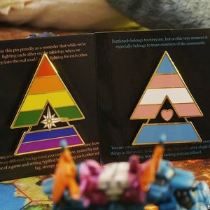 Trans and Pride Battletech Chevron Lapel Pin image 1