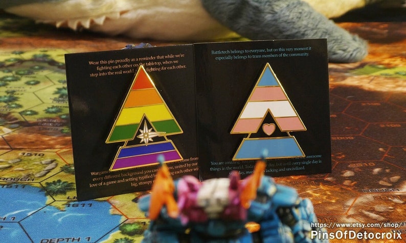 Trans and Pride Battletech Chevron Lapel Pin image 1