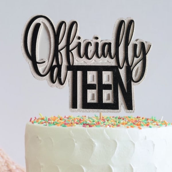 Officially a Teen birthday cake topper, 13th birthday cake topper, teenager personalised cake topper,