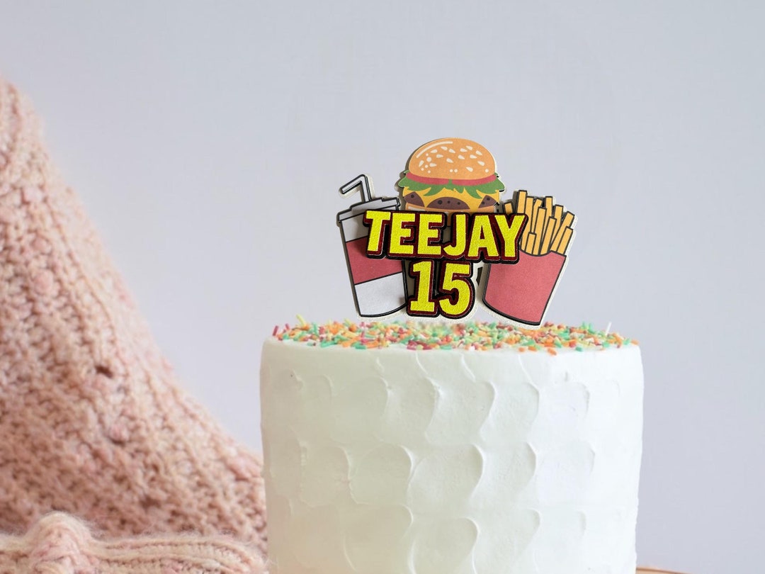 Food Case Topper Personalised Fast Food Cake Topper, Birthday Cake, Takeaway, Junk Food ...