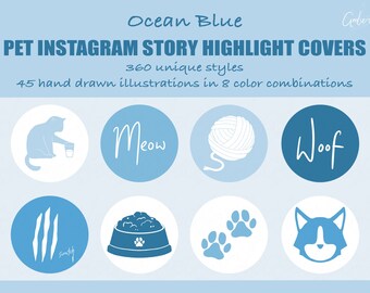 Capas de destaque de histórias do Instagram para animais de estimação 360 | Capas desenhadas à mão | Ícone da capa da história | Ícones de destaque do IG | Estética fofa | Gatos | Cães
