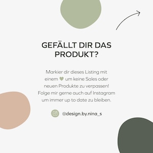 Gefällt dir das Produkt? 
Markier dir dieses Listing mit einem Herz (oben rechts) um keine Sales oder neuen Produkte zu verpassen! Folge mir gerne auch auf Instagram um immer up to date zu bleiben. Instagram: @design.by.nina_s
