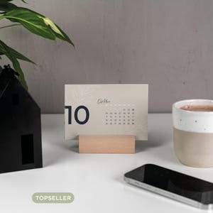 Tischkalender 2027 15 × 10 cm | Postkartenkalender 2027 Blumen| Schreibtischkalender quer mit optionalem Holzfuß | Kalender zum Aufstellen