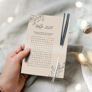 Regalo de Año Nuevo: Tarjeta de Nochevieja con porta-bengalas y rompecabezas | Amuleto de la suerte para 2027 como regalo o decoración de Nochevieja.