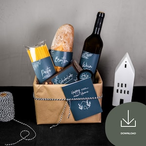 DIY housewarming gift with bread and salt labels as a digital download | Housewarming gift for the topping-out ceremony and housewarming party