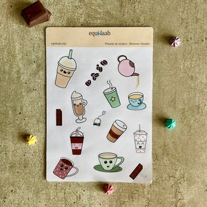 Folha de adesivos do Bullet Journal: Bebidas quentes
