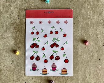 Bullet Journal Sticker Board: Cherries and Cherry Blossoms