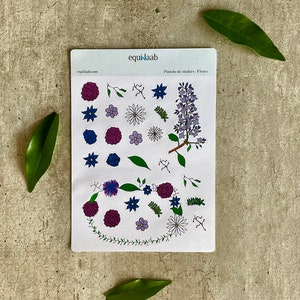 Folha de adesivos do Bullet Journal: Flores da primavera