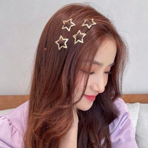 10pcs Y2K Star Snap Hair Clips , Silver Hair Clips Hair Clips Star Accessories Y2k Hair Clips Star Jewellery Five-Pointed Hair Clips image 2