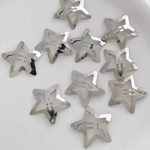 10pcs Y2K Star Snap Hair Clips , Silver Hair Clips  Hair Clips Star Accessories Y2k Hair Clips Star Jewellery Five-Pointed Hair Clips