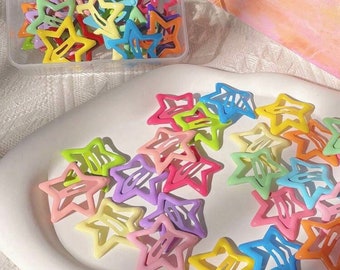 10pcs Y2K Star Snap Hair Clips , Silver Hair Clips  Hair Clips Star Accessories Y2k Hair Clips Star Jewellery Five-Pointed Colour Hair Clips