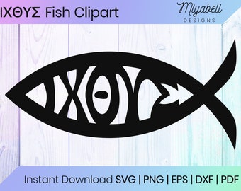 Ichthys, Jesus Fish, Christian Symbol, Format svg, png, eps, dxf, pdf, Commercial Use, Clipart, Printable, Cricut, Cut Files, Digital File